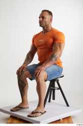 Man White Muscular Male Studio Poses